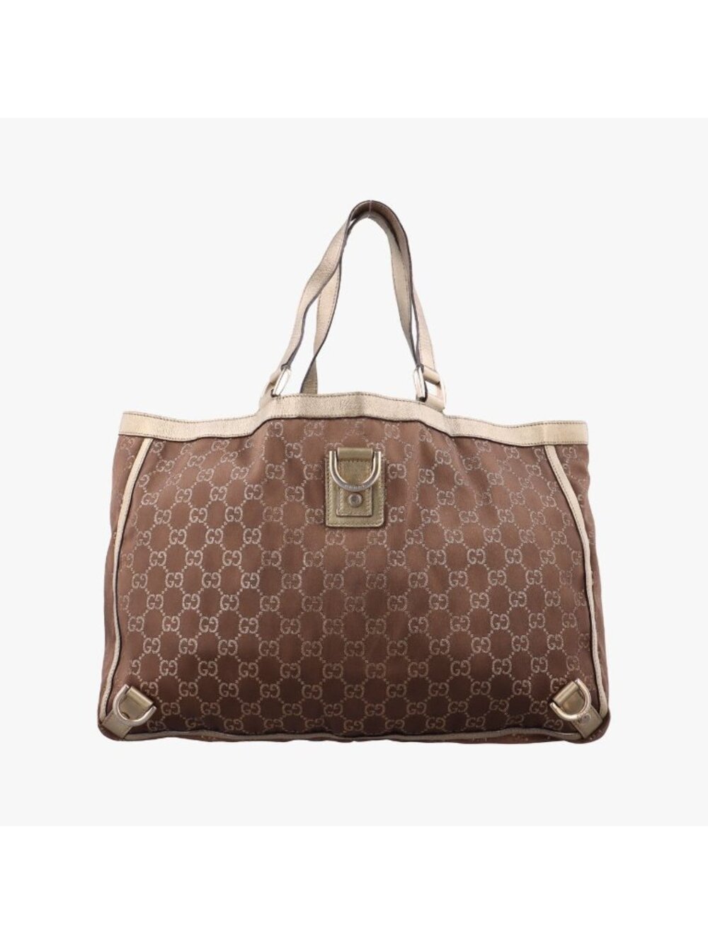 Gucci Abbey Line Brown Gold Leather Canvas